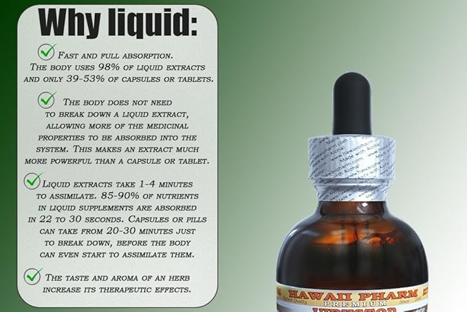 Queen's Root Alcohol-Free Liquid Extract, Queen's Root (Stillingia Sylvatica) Dried Root Glycerite Natural Herbal Supplement, Hawaii Pharm, USA 4x4 fl.oz