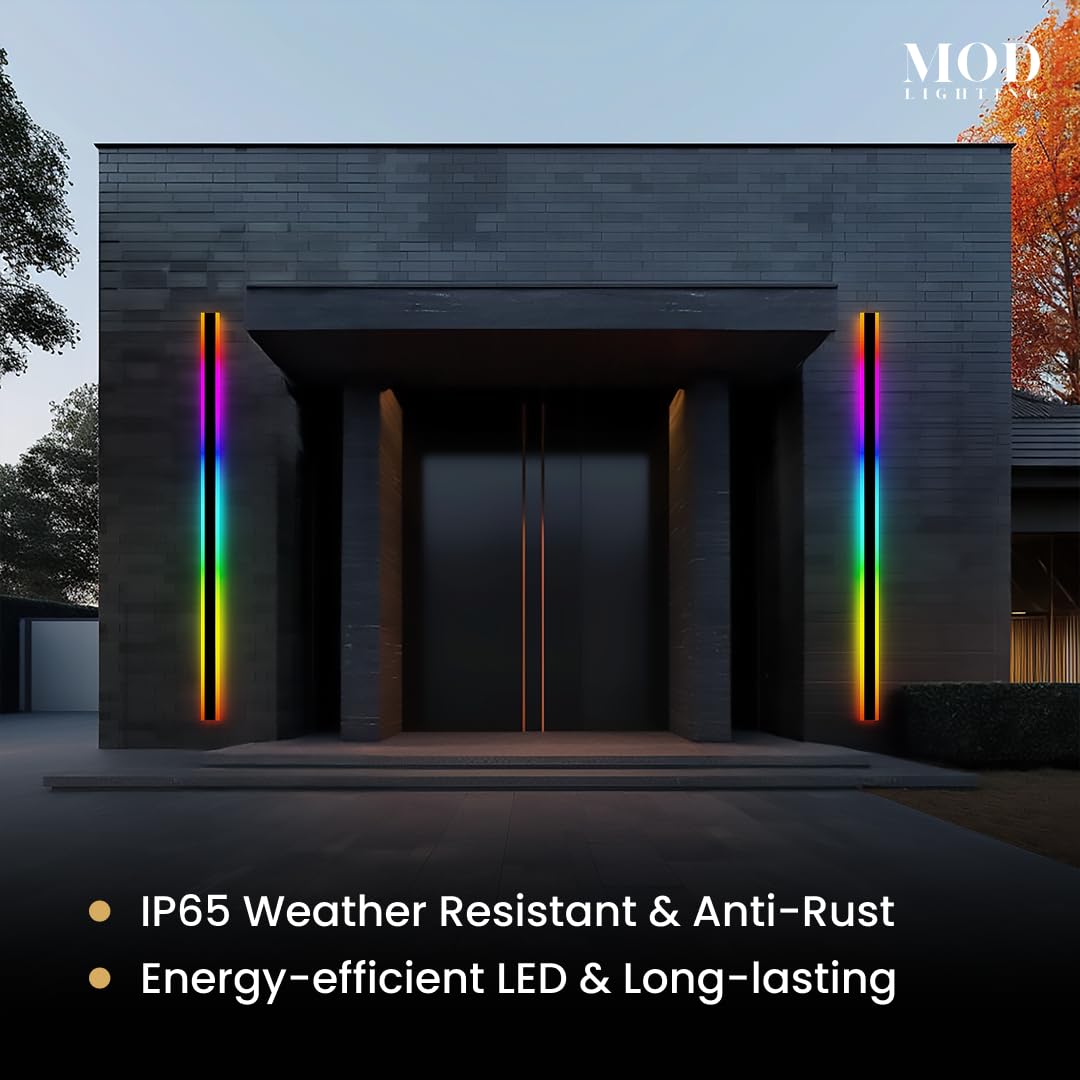 š š¢š ššššš§šš”š Haylen RGB | Long Outdoor Wall Lights, 7 Colors and 358 Light Effects, Dimmable with Remote Modern Linear Exterior Light Fixture, Waterproof Wall Sconce 70W, 1-Pack (RGB | 94")
