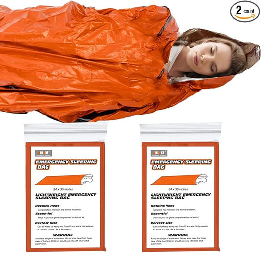 Emergency Sleeping Bags (2-Pack) Survival Sleeping Bag - Portable Thermal Sleeping Bags Bivy Sack, Mylar Emergency Blanket Survival Gear