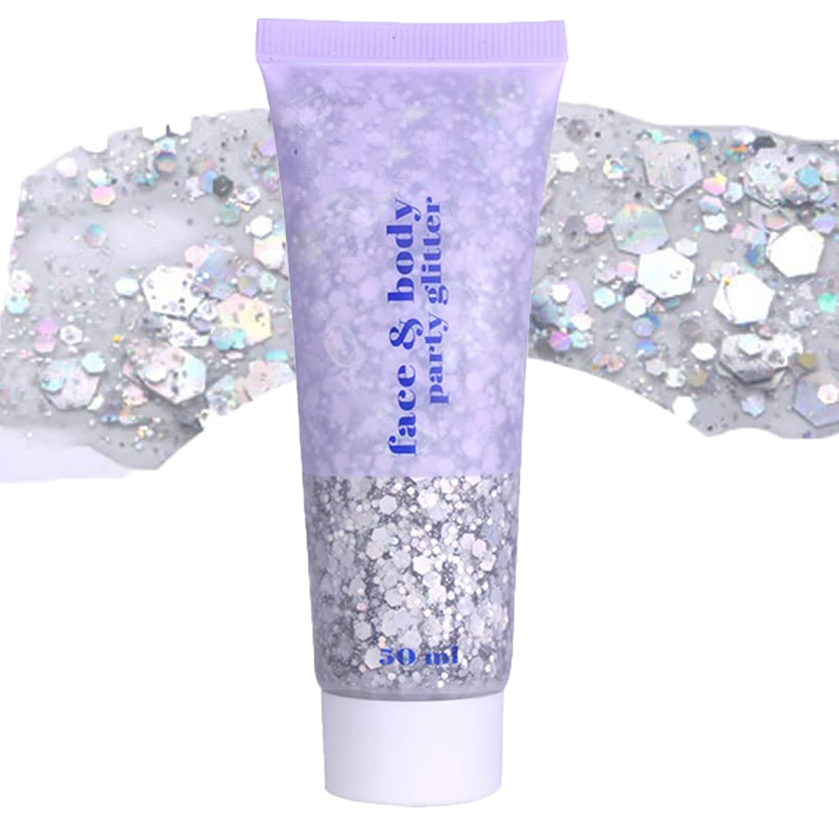 Paminify Silver Mardi Gras Out for Women Face Glitter Gel,Carnival Rave Accessories,Singer Concerts Body Glitter, Music Festival Hair Sequins Face Glitter Paint Makeup,50ML