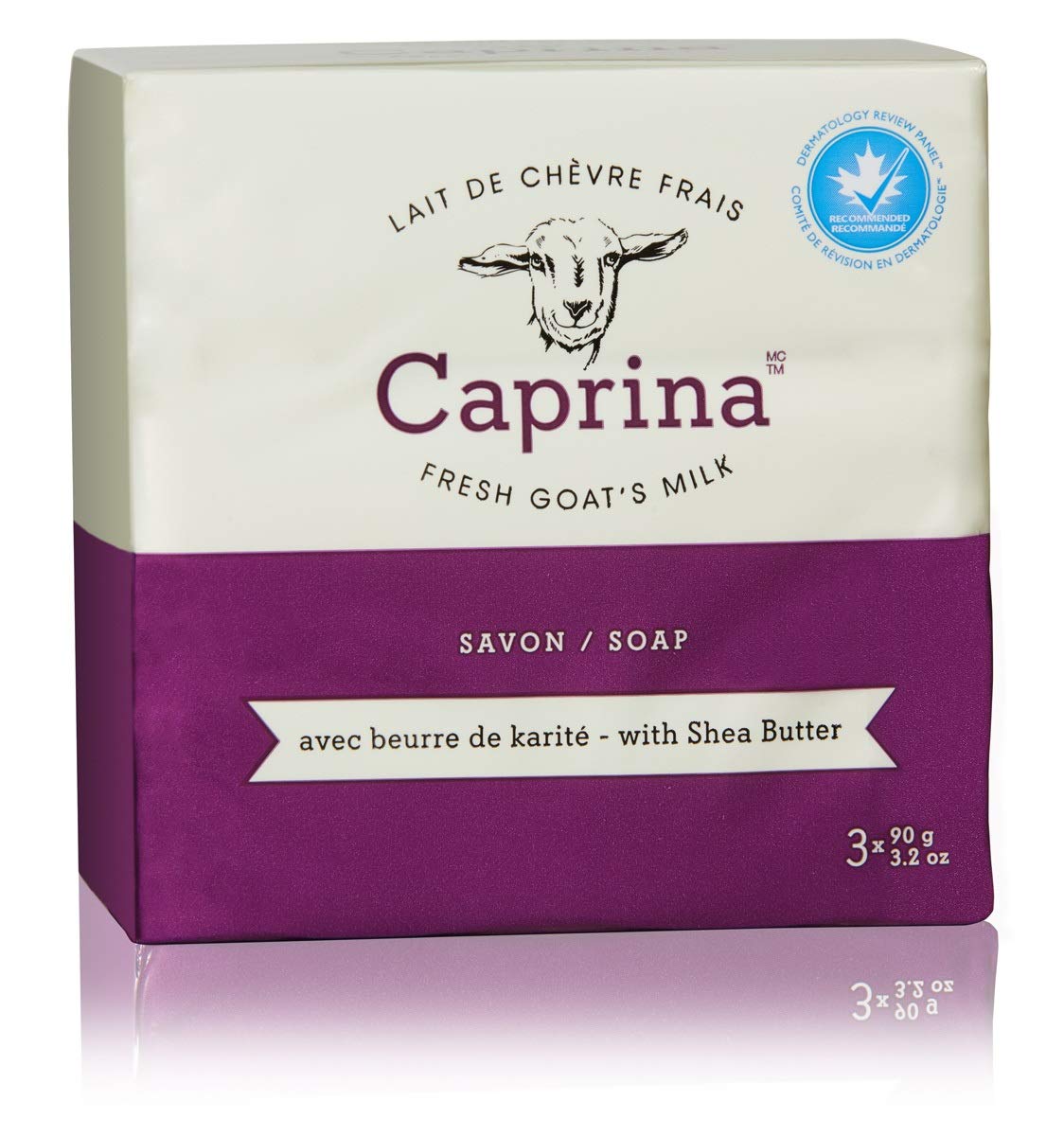 Caprina Fresh Goats Milk Soap Bar, Shea Butter, 3.2 Oz (3 Pack), Cleanses Without Drying, Biodegradable Soap, Moisturizing, Vita