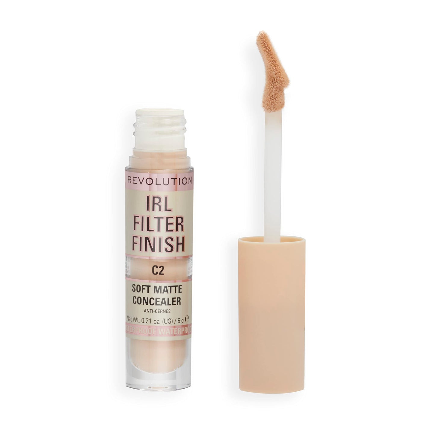 Revolution Beauty, IRL Filter Finish Concealer, Full Coverage, Oil Free, Long Lasting & Lightweight Formula, Infused with Hyaluronic Acid, Vegan & Cruelty Free, C2, 0.21 Oz