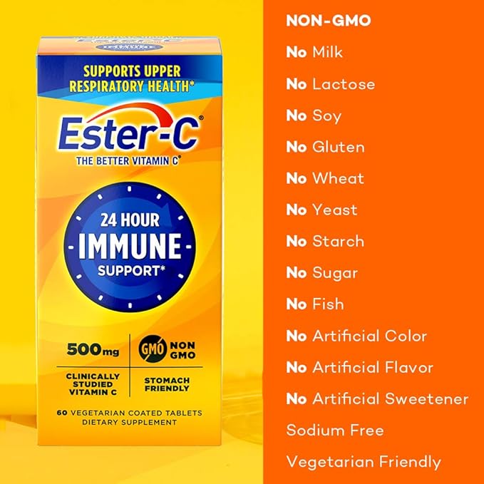 Ester-C Vitamin C, 500mg Tablets, 60-Count, Unflavored (Packaging May Vary)