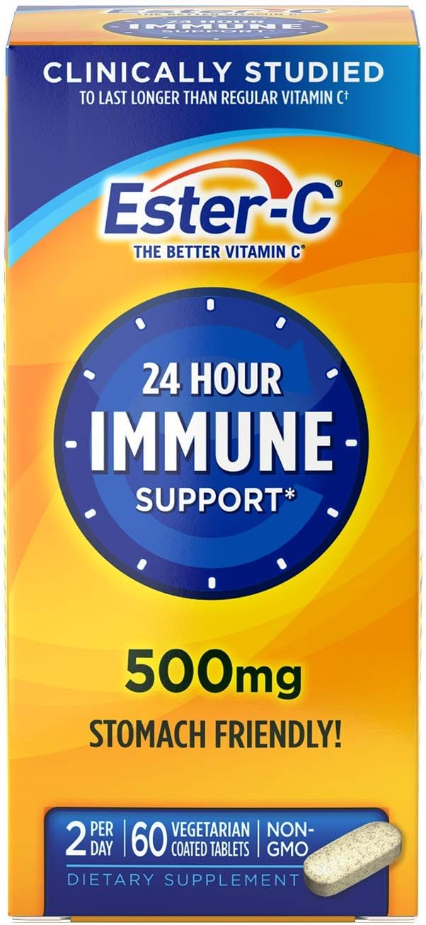 Ester-C Vitamin C, 500mg Tablets, 60-Count, Unflavored (Packaging May Vary)