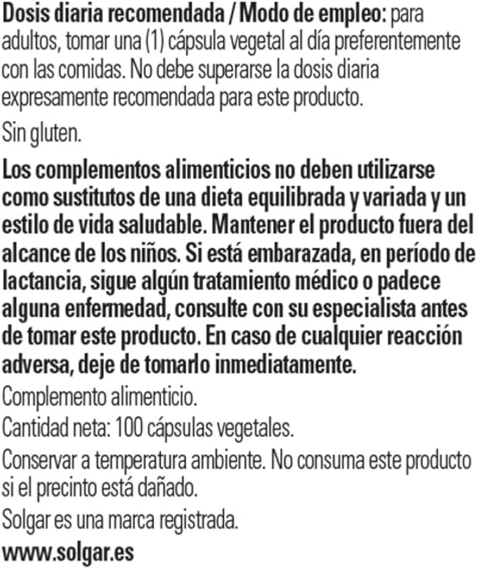 Solgar Vitamin B2 (Riboflavin) 100 mg Vegetable Capsules, 100 Count
