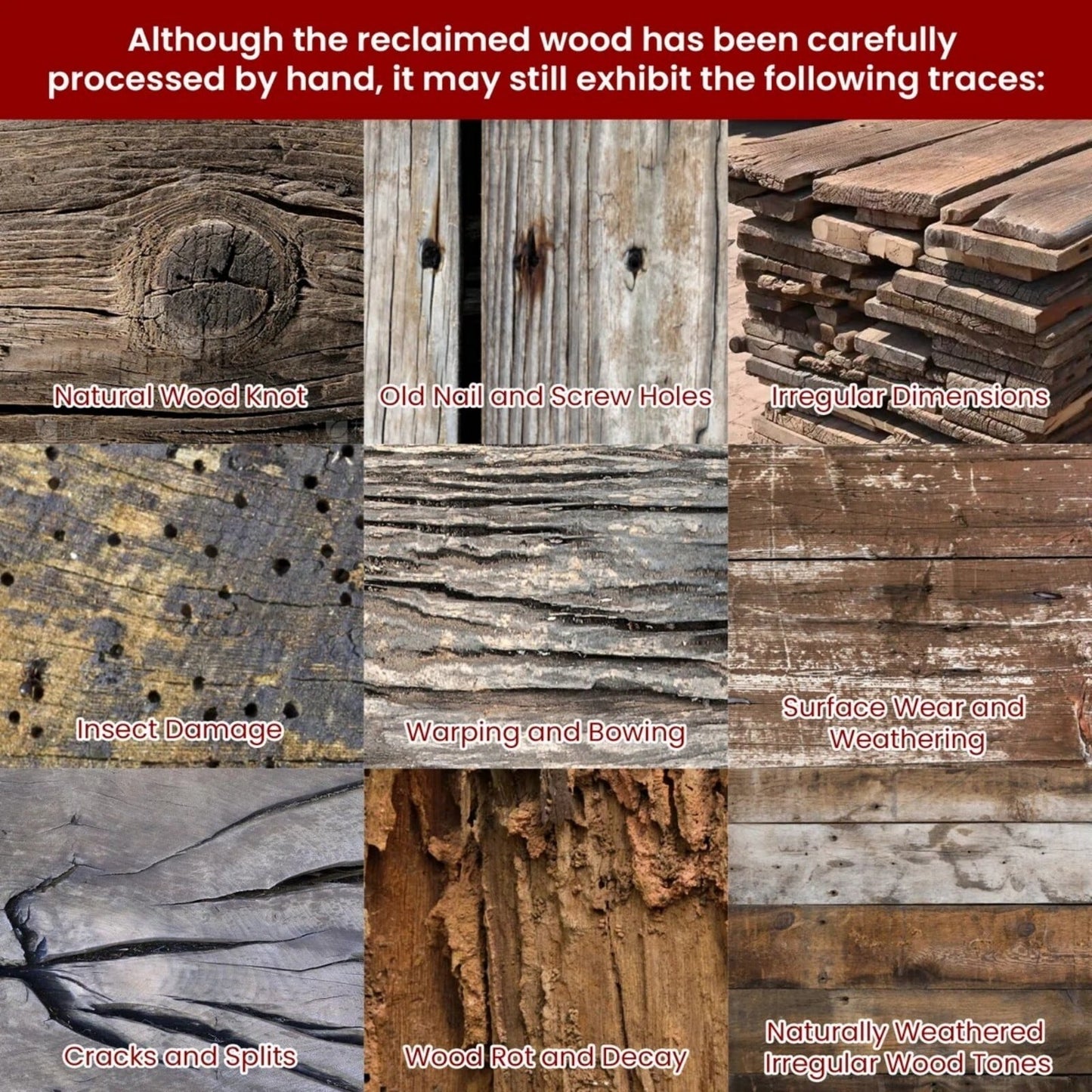 Easy4Home 46" Rustic Wood Console Table Hand-Made, Brown