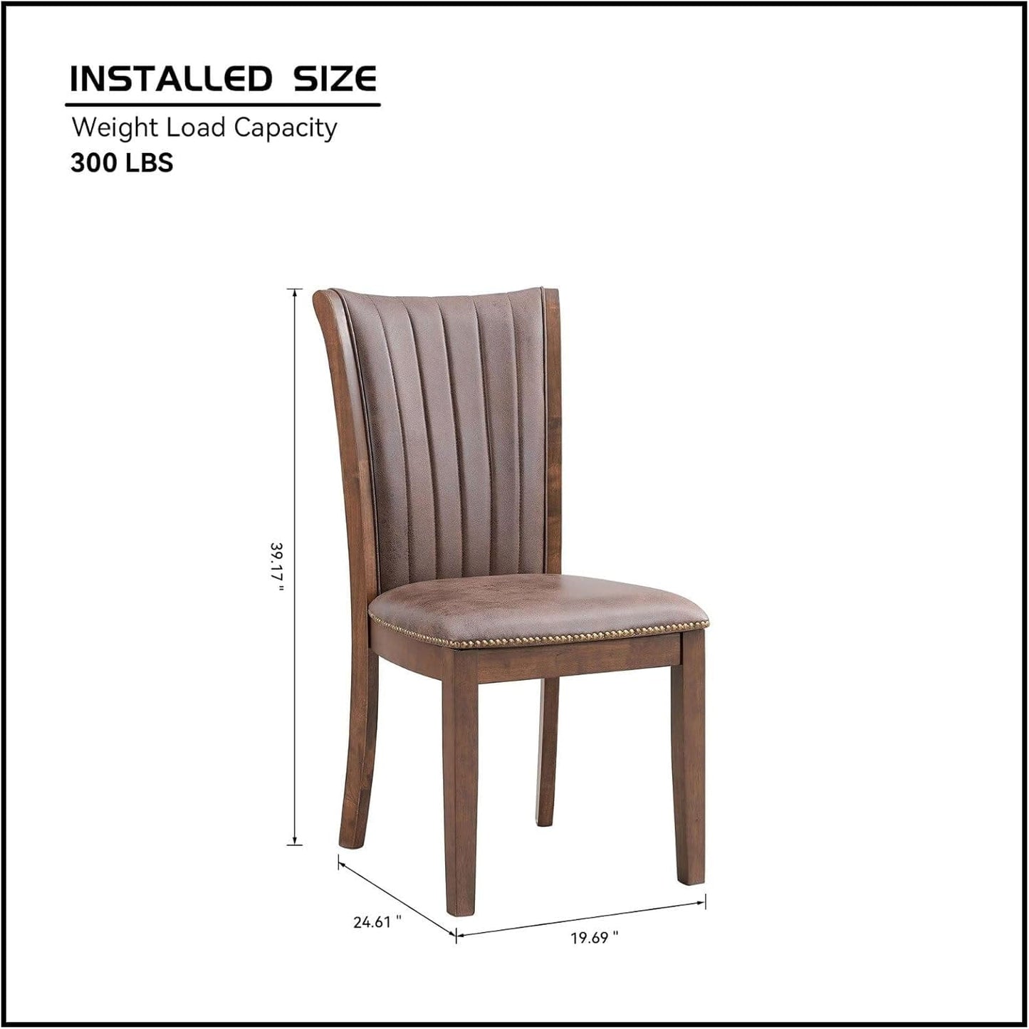 SHAORONG Set of 2 Upholstered Dining Chairs, Vintage Brown Fabric with Padded Cushion, Solid Wood Frame, High Back Design for Kitchen, Dining Room, or Living Room, Oak