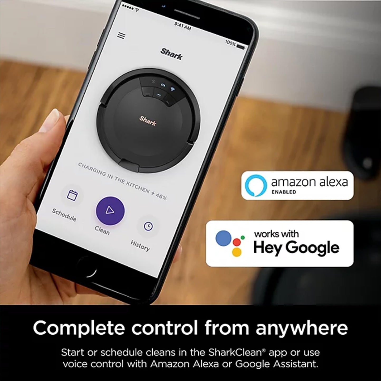 Shark ION Robot Vacuum, Wi-Fi Connected with Bonus Dual Edge Side Brushes, UR755, Black