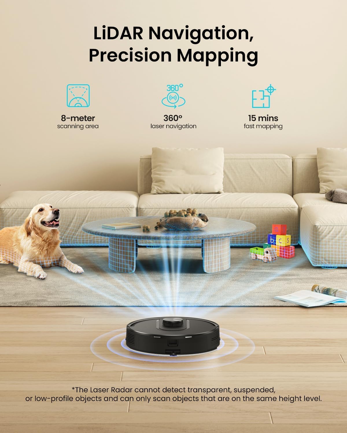 PSUK W11 Robot Vacuum and Mop with Self-Emptying, 60-Day Capacity,LiDAR Navigation, Home Mapping, 3000Pa Suction,No-Go Zones, Robotic Vacuum Cleaner for Pet Hair, Hard Floors, Carpets (Large)