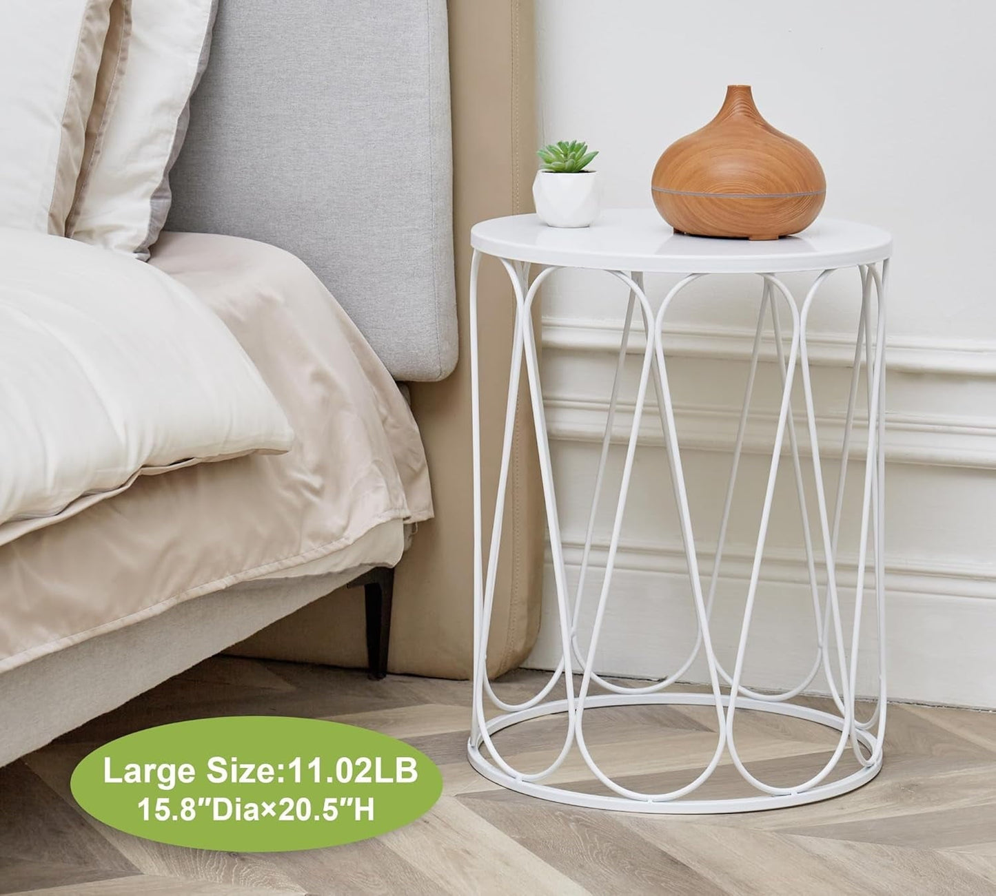 Set of 3 Metal Outdoor Side Table, Nesting Round Coffee Table for Indoor Outdoor, Heavy Duty End Tables Plant Stand Living Room Garden Stool - White