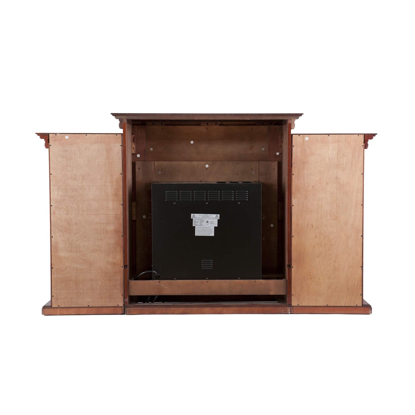 SEI Furniture Tennyson Electric Fireplace with Bookcases, New Mahogany