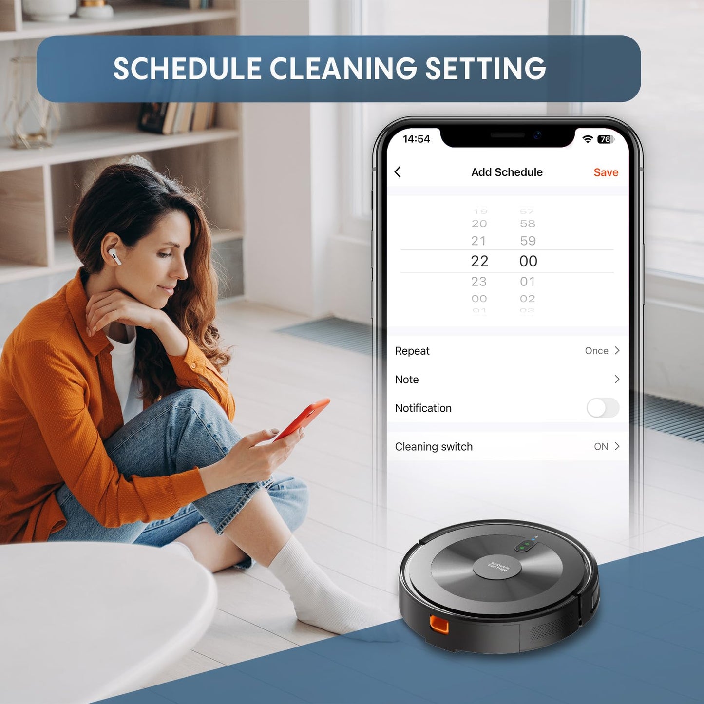 Robot Vacuum and Mop Combo: Robotic Vacuums 120 Mins Runtime & Alexa/APP Remote Control & Schedule Cleaning & Self-Charging, Slim Robot Vacuum Cleaner for Home Hard Floor, Low-Pile Carpet, Pet Hair