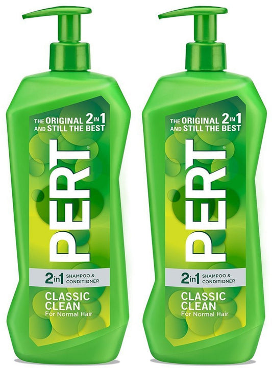 Pert Haircare - Classic Clean - 2 in 1 Shampoo & Conditioner - Net Wt. 33.8 FL OZ (1 L) Per Bottle - Pack of 2 Bottles