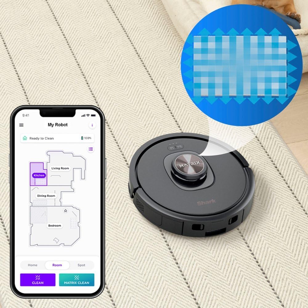 Shark RV2320S Matrix Self-Emptying Robot Vacuum with Bagless 30 Day Capacity Base, Self-Cleaning Brushroll, Precision Home Mapping and Extended Runtime, Wi-Fi, Perfect for pet Hair, Black (Renewed)