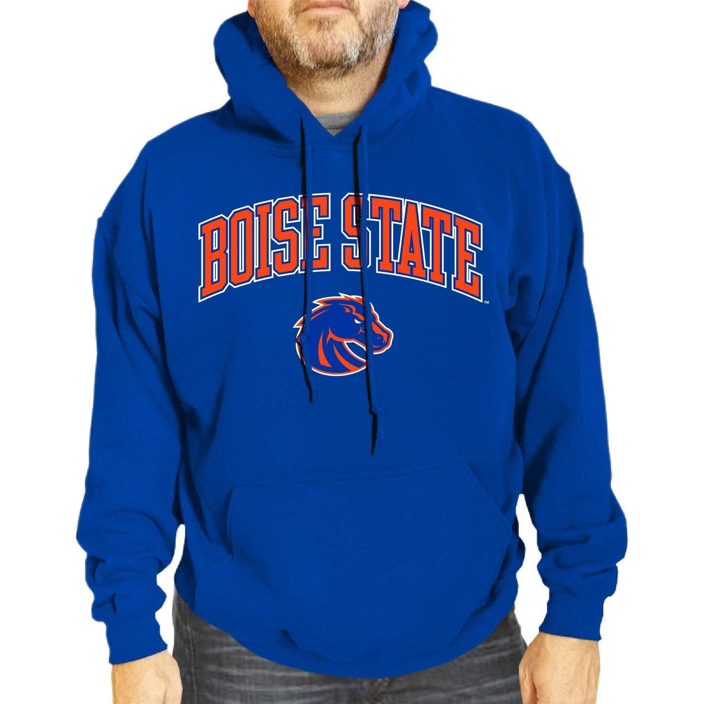 Campus Colors Adult Arch & Logo Soft Style Gameday Hooded Sweatshirt (Boise State Broncos - Royal, Small)
