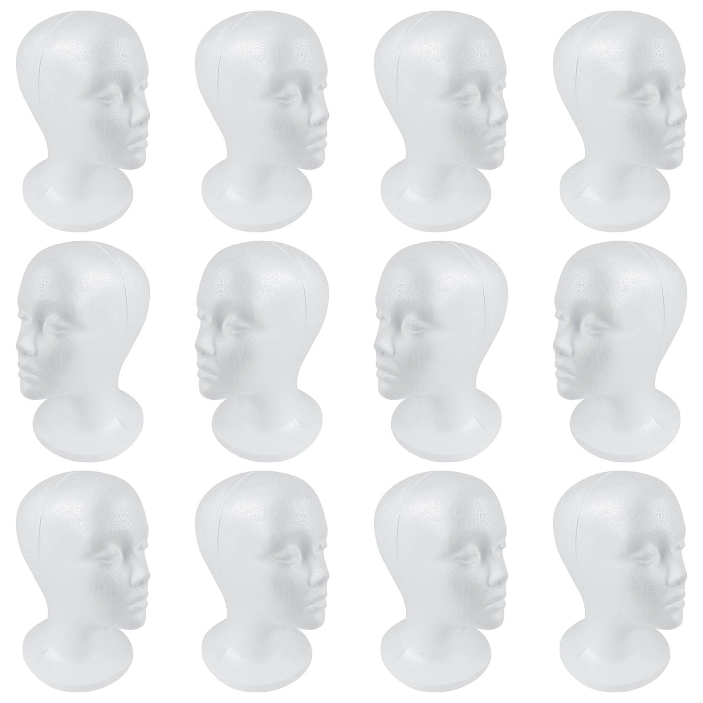 SHANY Styrofoam Model Heads ,Hat Wig Foam Mannequin Female Wig Head Stand ,Mannequin Head for wigs , Wig Holder - Round Base , 11 Inches Female Mannequin Head -12 Pieces - One Dozen