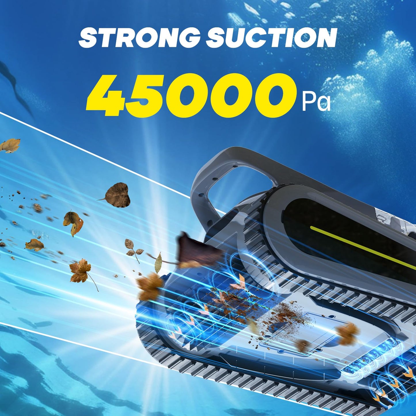 Seauto Crab Robotic Pool Vacuum, Wall-Climbing Robot, Automatic Pool Cleaner, Suitable for Walls and Floors of 1614 Square Feet Pool , Black/Grey