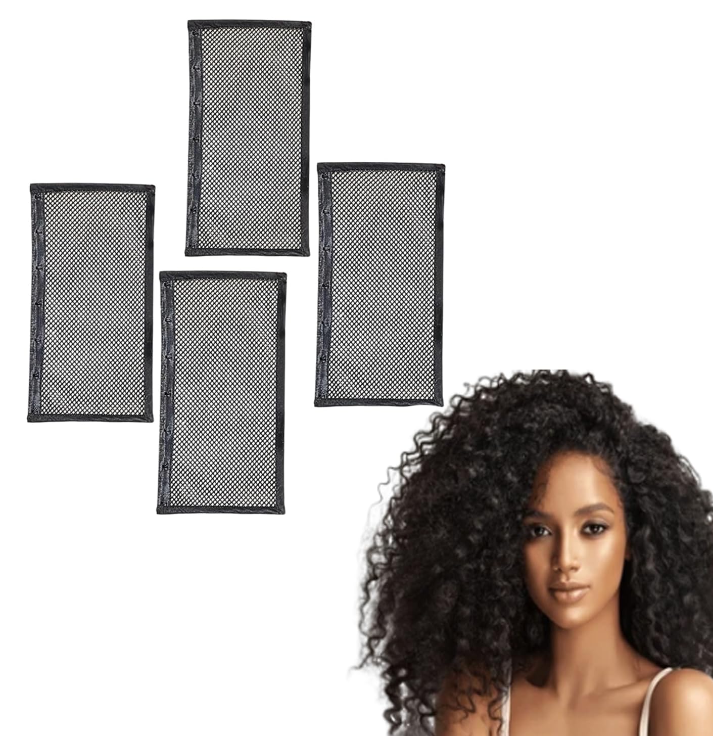 Luminary You 4pcs Length and Lock Hair Stretcher, Curl Stretcher, Heatless Device - Prevent Shrinkage Curls Length and Lock Hair Stretcher Net Curly Hair Styling, Recommended for Hair Types 3b-4c