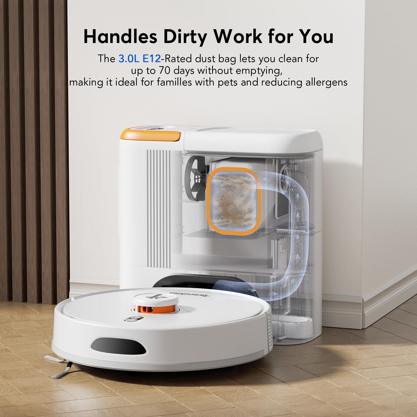 Teendow D20S Max+ Robot Vacuum and Mop, 6000Pa Suction for Pet Hair, with Self-Emptying Dock and Pet Grooming Parts, 10 Weeks Hands-Free Cleaning, PreciSense LiDAR Navigation, App & Voice Control