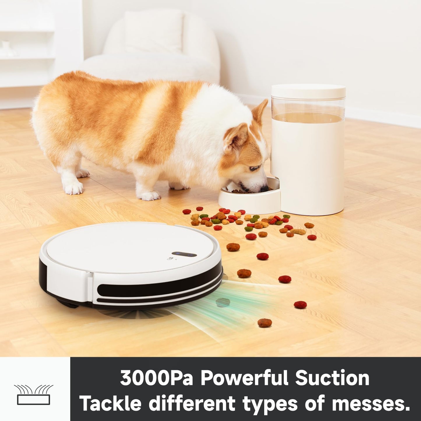 Timnbo L200s Robot Vacuum Cleaner and Mop Touchless Vacuum Automatic Vacuum Robotic Self-Charging Ideal for Pet Hair Hard Floor, White
