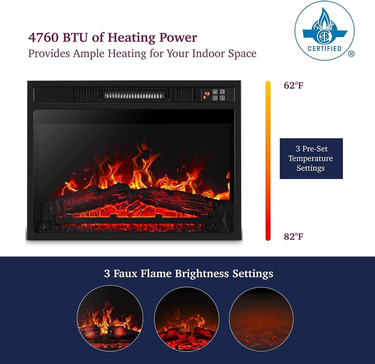 Naice 72" Electric Fireplace with Mantel and Cabinets, Fireplace TV Stand for Living Room Bedroom, Stacked Stone Surround and Remote Control 3D Realistic Flame