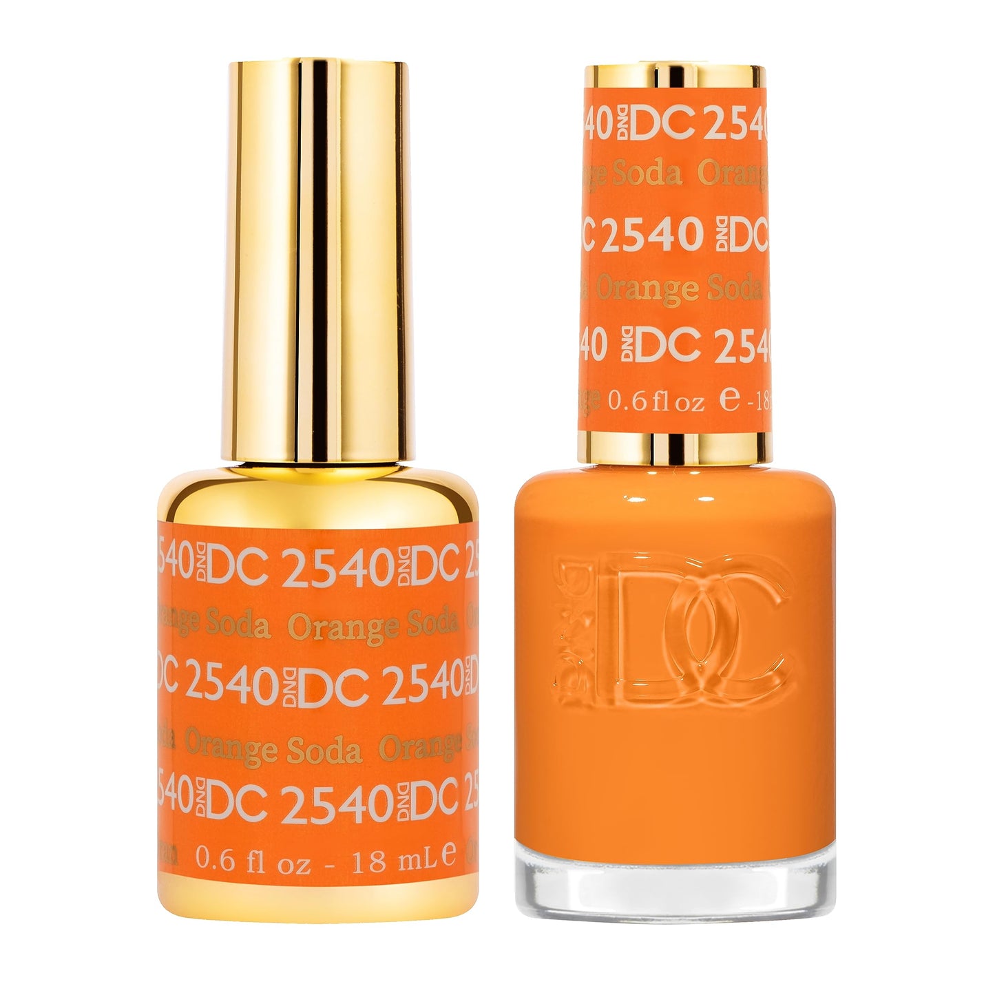 DND DC Gel Polish Set, Free Spirit Collection, UV/LED Gel Polish and Air Dry Nail Lacquer, Matching Chip-Free Polish Duo, 2540 Orange Soda, 0.5 Fl Oz