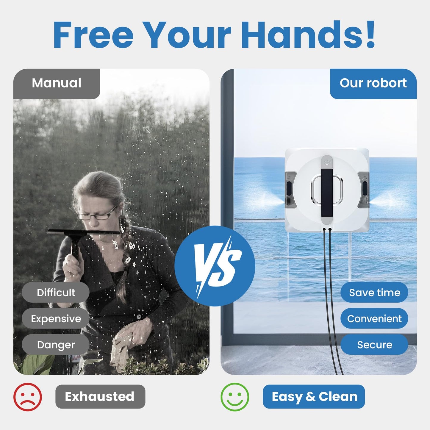 EEland Auto Window Cleaning Robot, Window Cleaner Robot with Dual Water Spray & 3500Pa Suction Power, Intelligent Path Planning, Perfect for High-Rise Windows and Glass Doors