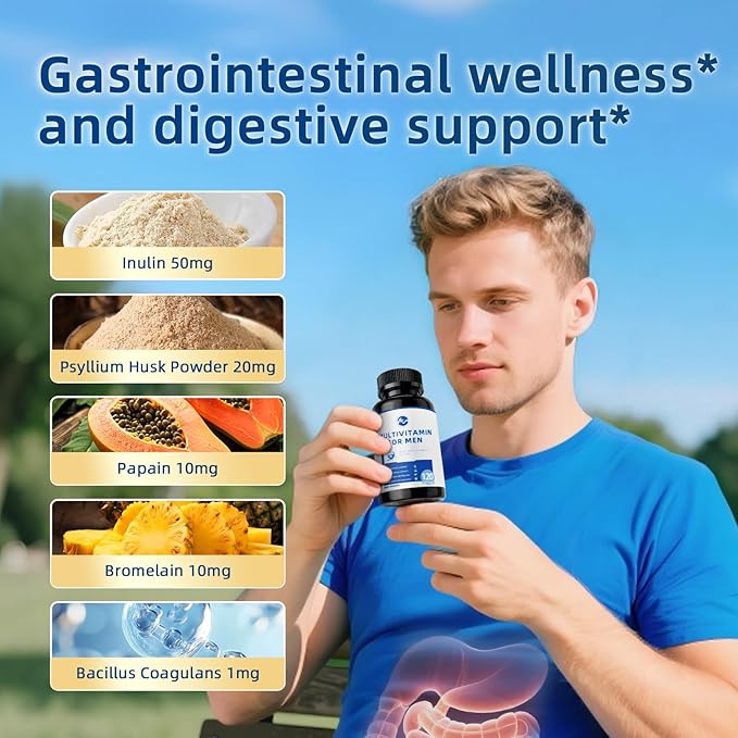 (2 Pack) Multivitamin for Men - Daily Mens Multivitamins with Vitamin D, B12, Zinc, Folic Acid, Lycopene and Prebiotics for Men's Wellness, Immune Support, Energy and Vitality, 240 Capsules