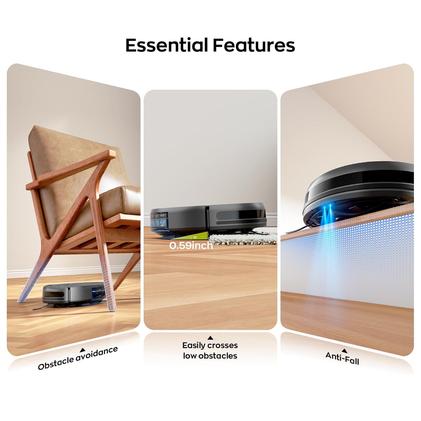 Robot Vacuum and Mop Combo, 2-in-1 Mopping Robot Vacuum Cleaner with 2300Pa Suction, 2.87'' Slim Design, Wi-Fi/App/Voice Control, 3D Obstacle Avoidance&Self-Charging for Hard Floors, Carpets, Pet Hair