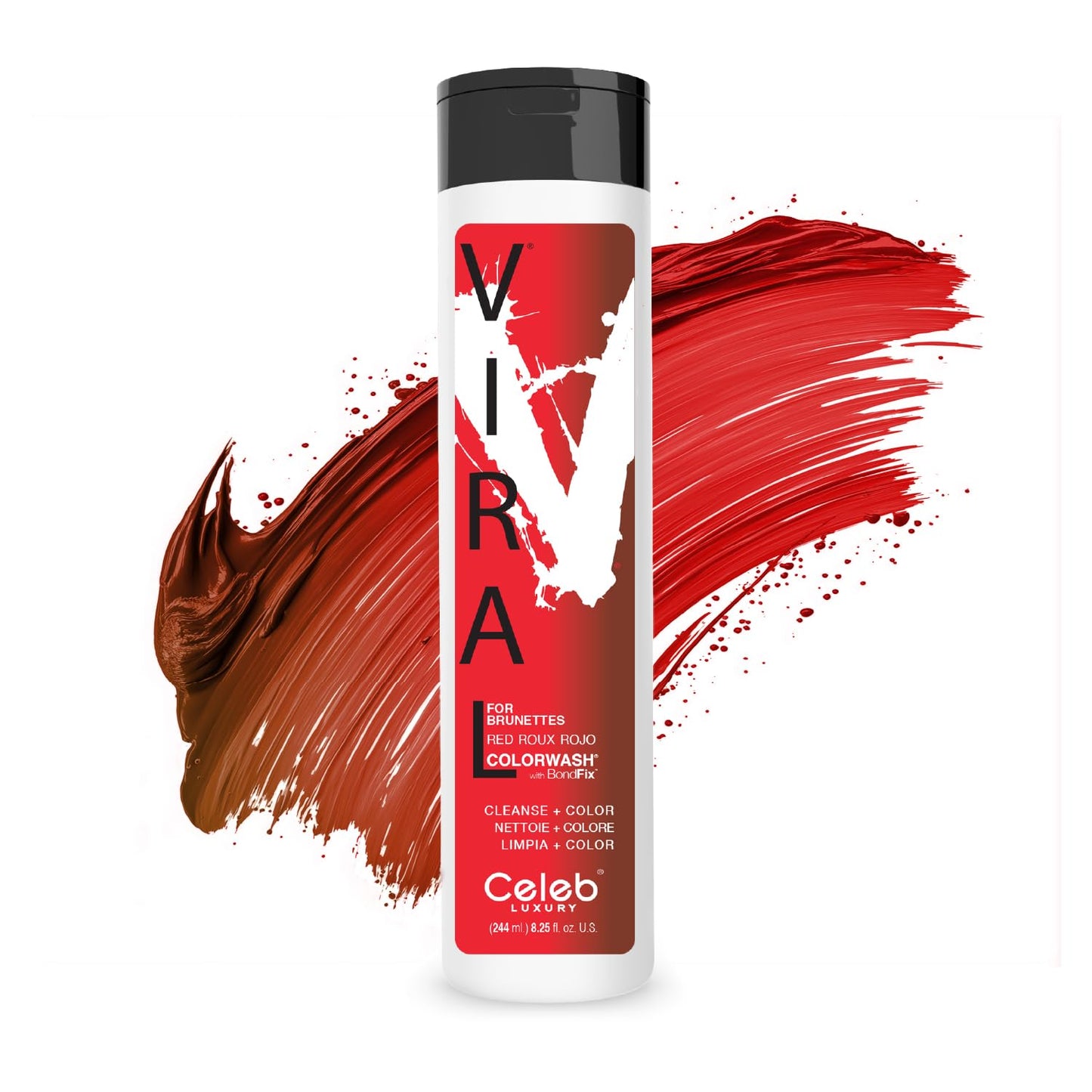 Red Hair Color Depositing Colorwash, Red Viral Shampoo for Brunettes and Brown Hair + Bondfix Bond Rebuilder, Semi Permanent Hair Color, Vegan Hair Dye by Celeb Luxury