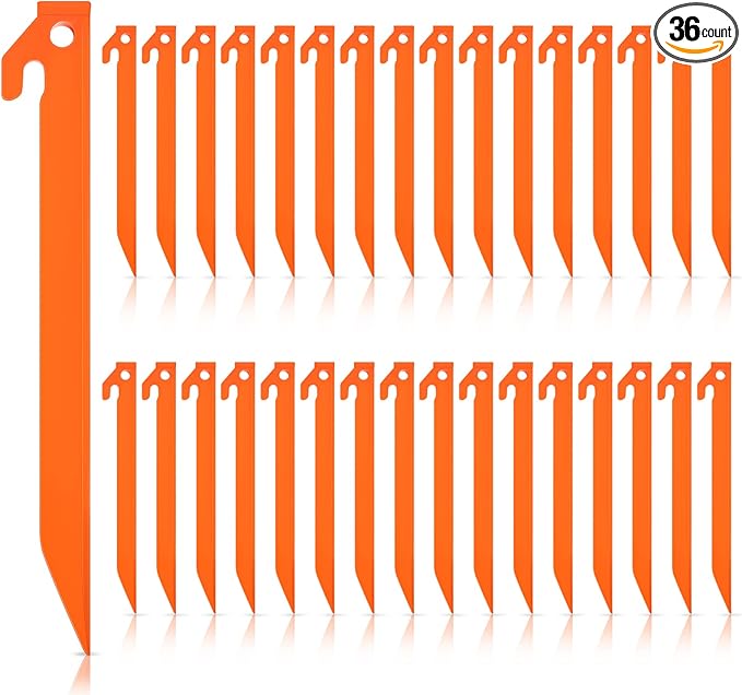 Deekin Plastic Tent Stakes 9 Inch Heavy Duty Tent Pegs Spike Hook Stakes Light Safe Tent Stakes Canopy Stakes for Summer Beach Garden Decorations Camping Outdoor Lawn Tarp