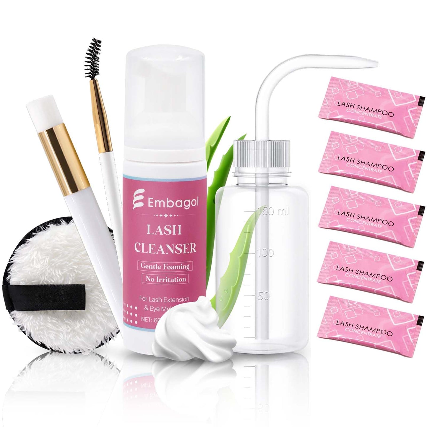 Lash Shampoo Concentrate Kit Lash Cleaning for Eyelash Extensions Anti-allergic Hypoallergenic and Non-irritation Cleanser for Salon & Home Use(Lash Shampoo Refill Kit)