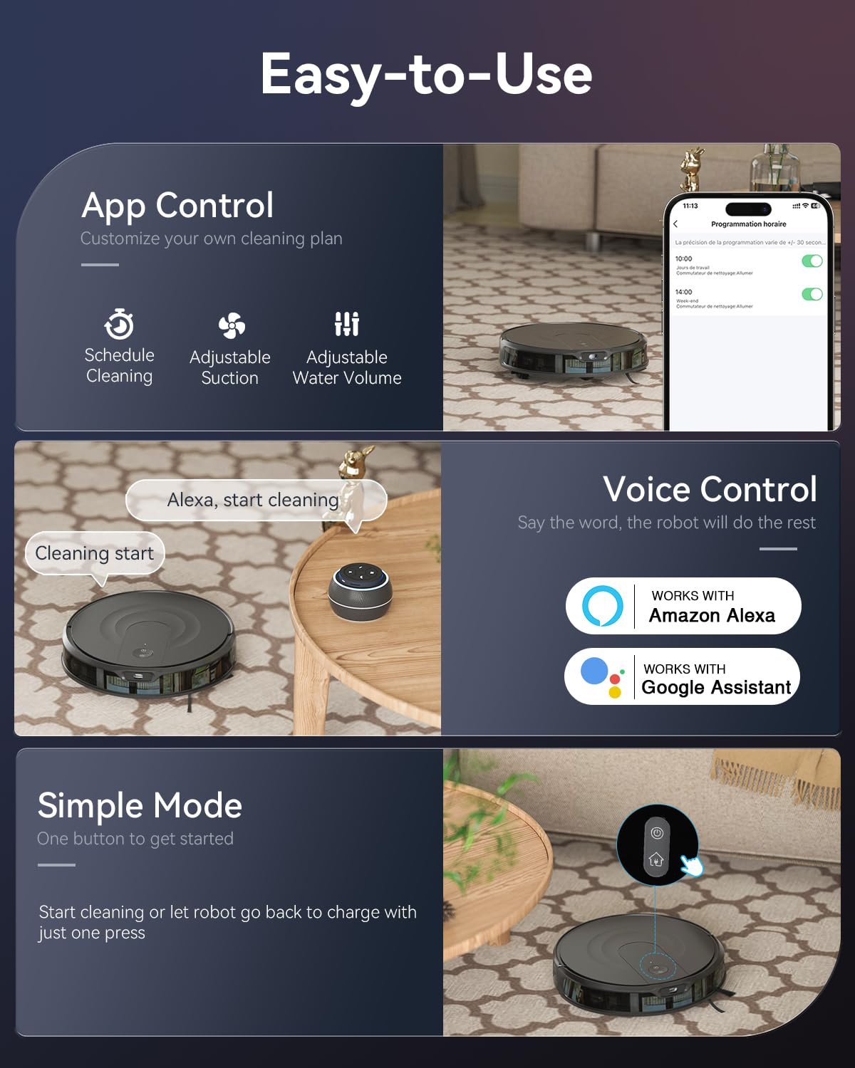 Seyanke Robot Vacuum and Mop Combo, 9000Pa Robotic Vacuum Cleaner with Smart LiDAR Navigation, Ultra-Slim, App & Voice Control, Ideal for Pet Hair, Carpets, Hard Floors