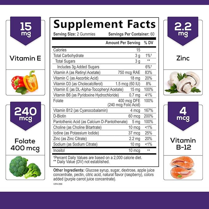 Multivitamin Gummies - Nature's Daily Gummy Multivitamins for Adults, Women & Men with Vitamins A, C, E, B6, B12, and Minerals - Natural Multi Vitamin Supplement, Non-GMO, Berry Flavor - 120 Gummies
