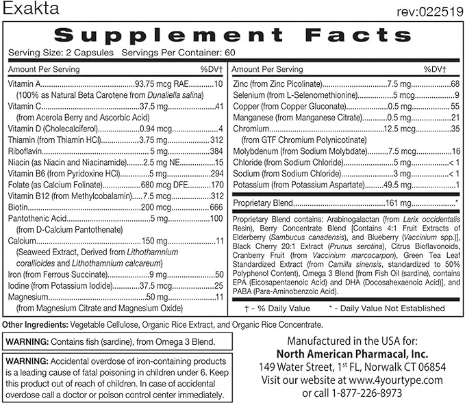 Exakta 120 Vegetarian Capsules by D'Adamo Personalized Nutrition