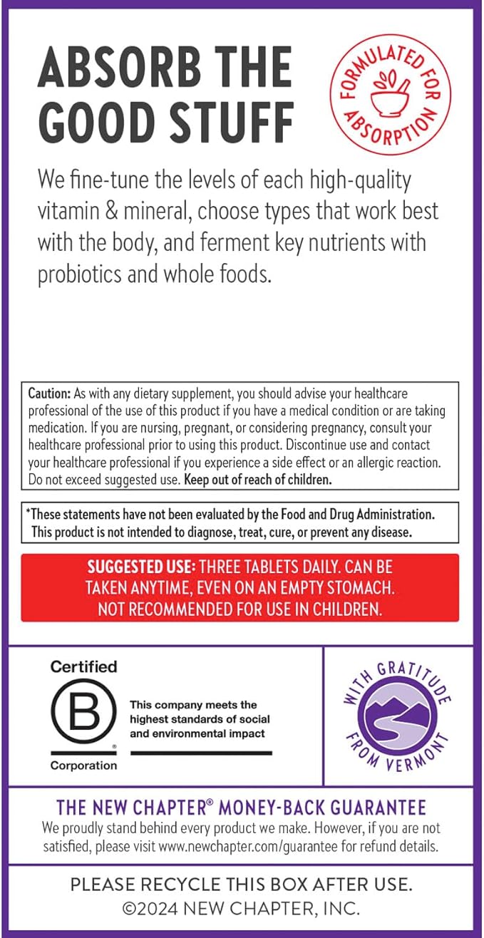 New Chapter Energy Supplement - Perfect Energy Multivitamin for Balanced Energy + Stress Support with B Vitamins + Vitamin D3 + Organic Non-GMO Ingredients - 96 ct