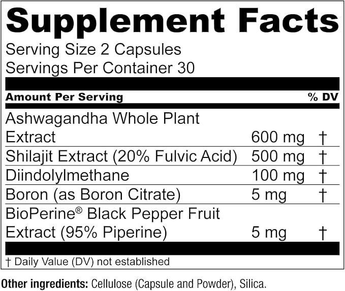 Essential Elements Male Health Supplement - Muscle Support & T-Health with DIM, Ashwagandha, Shilajit, More | T-Hero 60 Vegan Capsules (3-Pack)