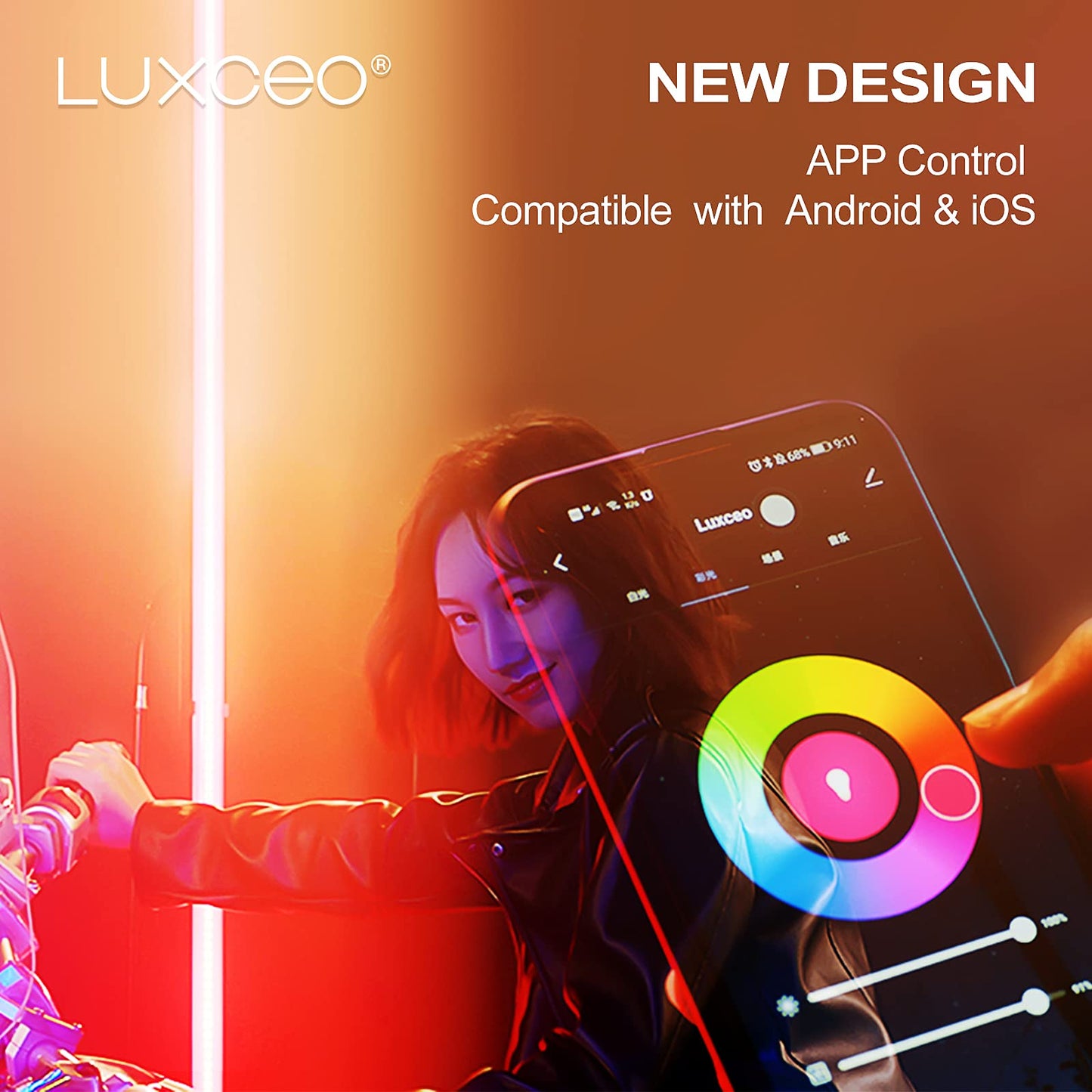 uyled P120 RGB Handheld Photography Light, APP Control 1350 Lumen LED Video Light Wand 360°Full Color 12 Lighting Modes CRI≥95 IP68 Waterproof Built-in Rechargeable Battery 3000k 5750k Colorful Stick