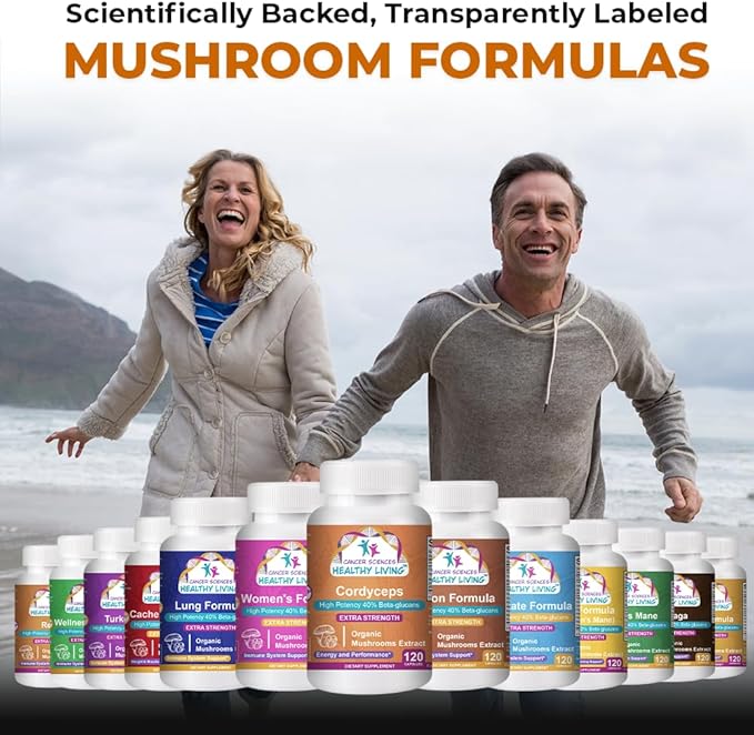 Cancer Sciences Cordyceps Wellness Mushrooms Supplement, USDA Certified Organic Extract, Extra Strength 1,500 mg, High Potency 40% Beta-Glucans, Energy & Stamina Booster, Immune Support, 120 Capsules