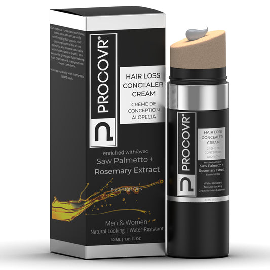 PROCOVR Hair Loss Concealer Cream The ORIGINAL Thinning Balding Hairline Enhancer, Hair Mascara, Root Touch Up | More Natural than Hair Fibers for Hair Loss Coverage & Thicker Hair (Grey White)