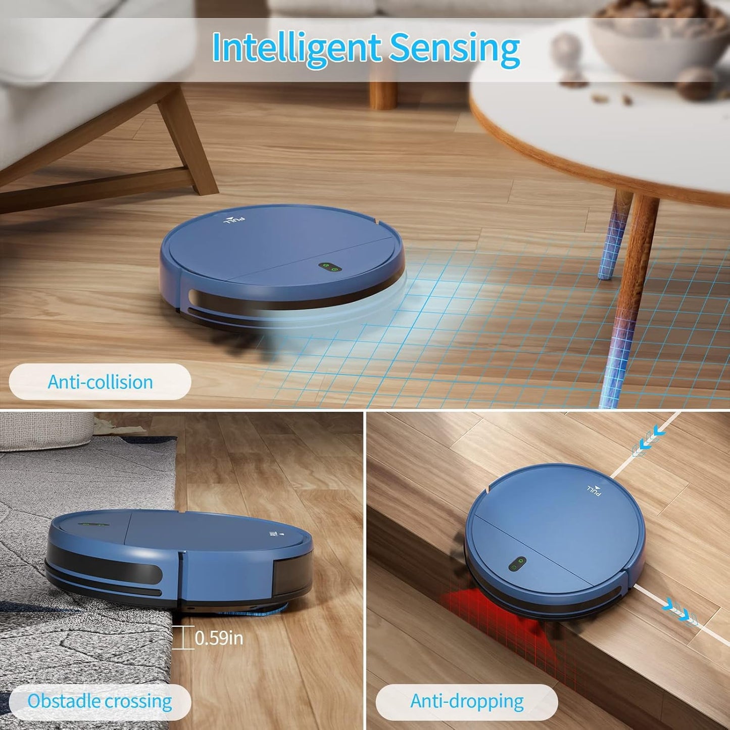 ZCWA Robot Vacuum and Mop, 2 in 1 Self-Charging Robot Vacuum Cleaner Compatible with WiFi/APP, Ideal for Hard Floor, Carpet and Pet Hair