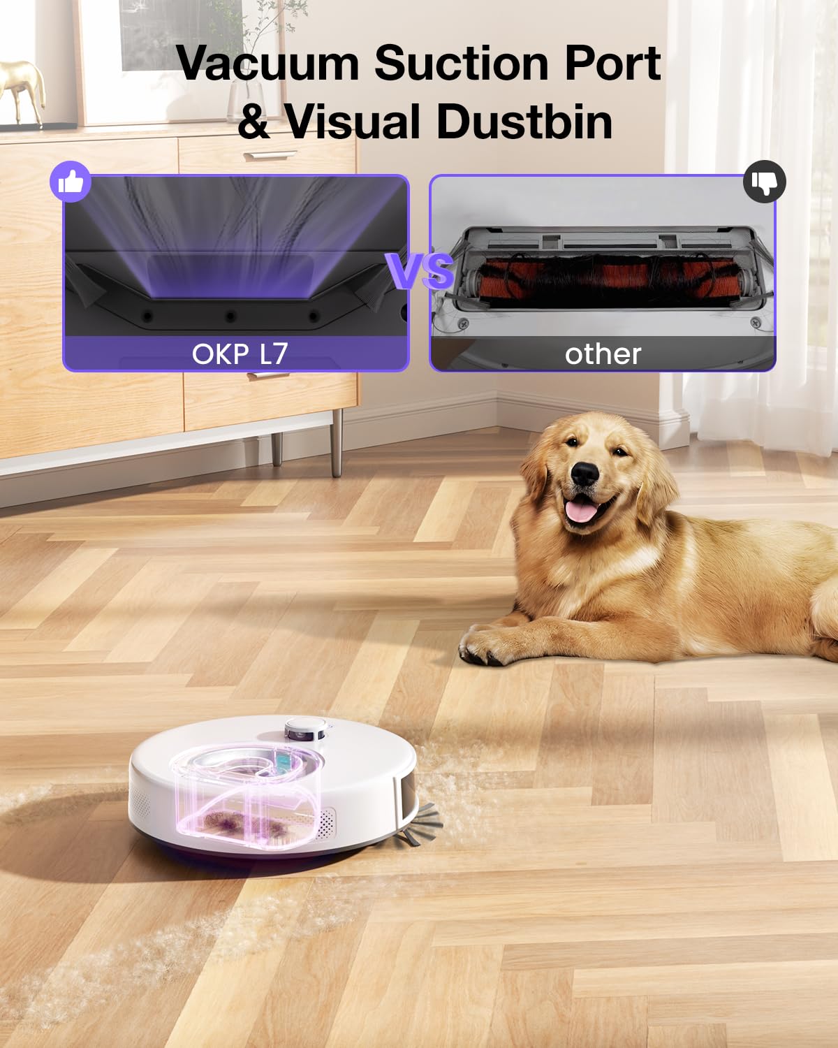 OKP Robot Vacuum with Mapping, 6000Pa Power Suction, LiDAR Navigation, Robot Vacuum and Mop Combo for Hard Floors and Pet Hair Pick Up, WiFi/App/Alexa Control, Smart No-Go Zone, L7