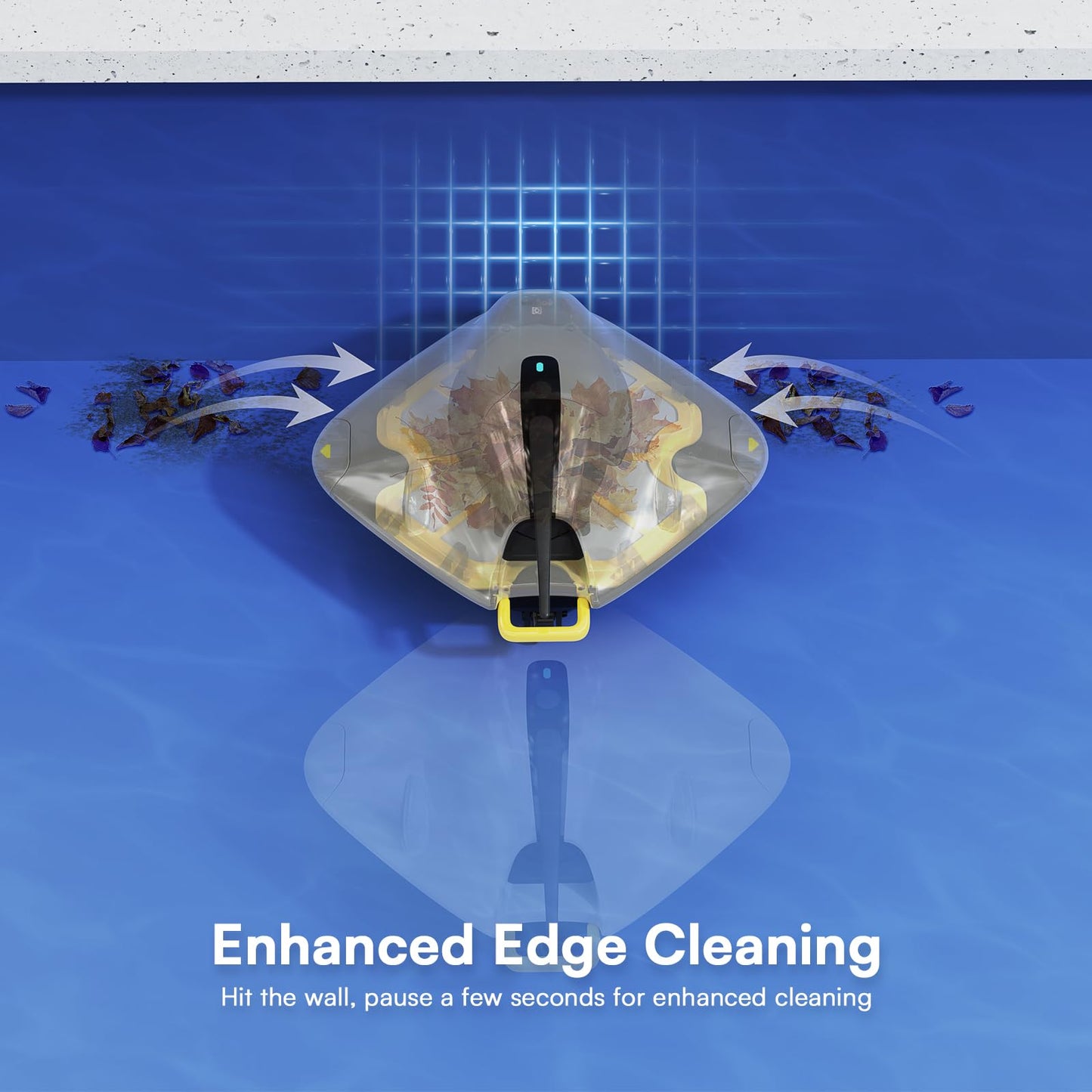 PoolMr Cordless Robotic Pool Cleaner - Above Ground Pool Vacuum - 40W Strong Suction, Dual Cleaning System, Barrier Crossing, 90-Min Runtime Up to 860 Sq for Above Ground Pools, Sliver