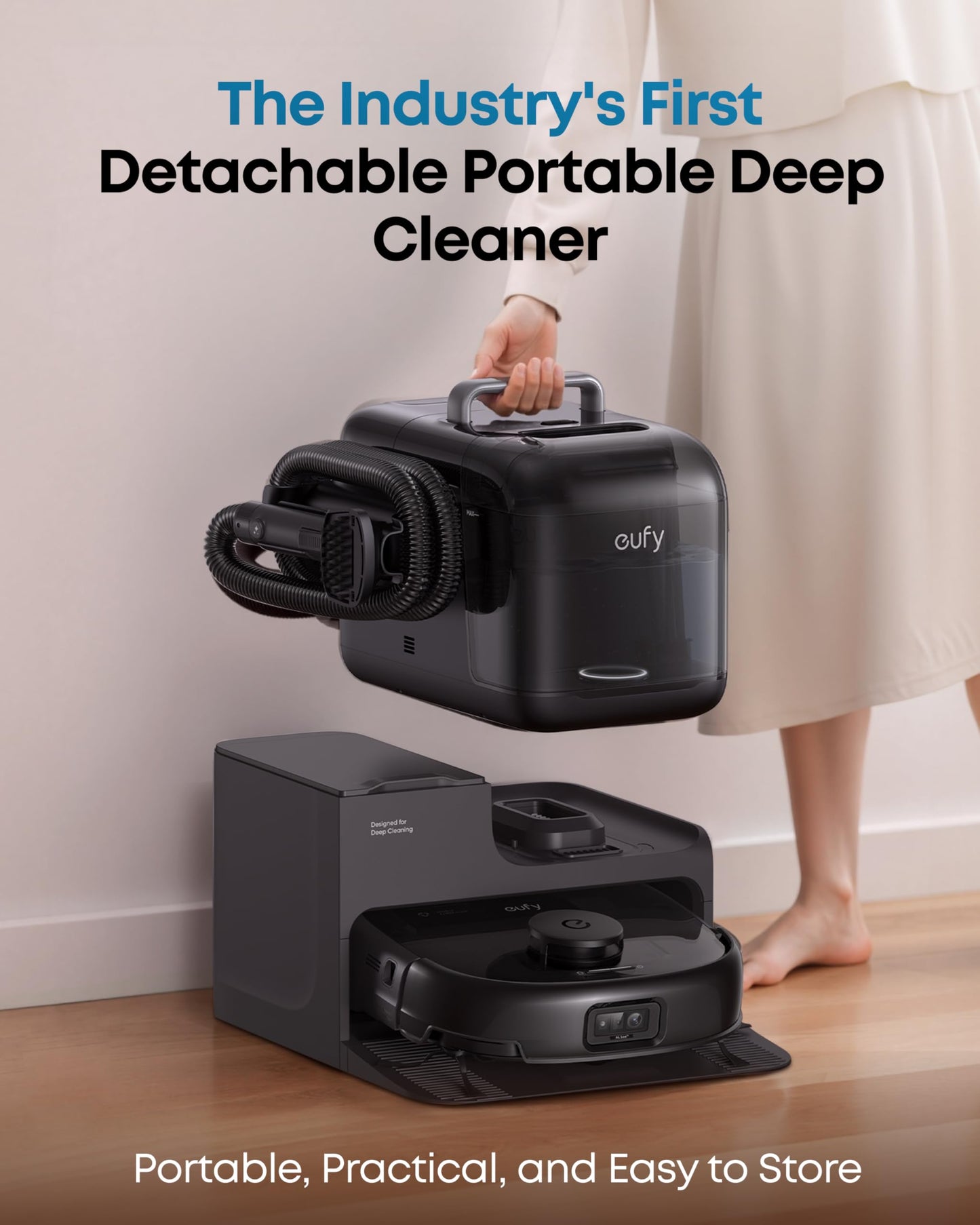 eufy E28 Omni Robot Vacuum and Mop Combo,HydroJet System,with Portable Deep Cleaner for Carpet,20,000Pa Turbo Suction,Zero-Tangling,Corner to Edge Deep Cleaning,with auto All-in-One Station