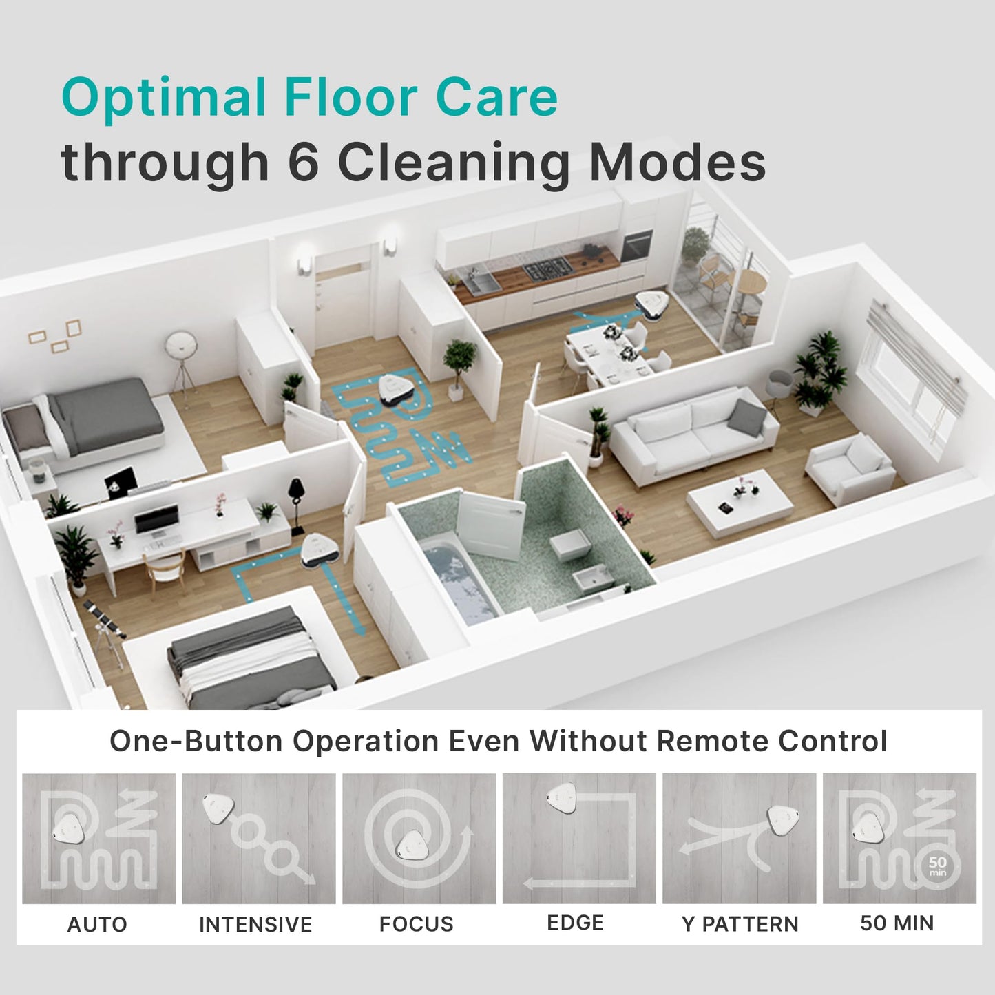 EVERYBOT Three-Spin Robot Mop - Ultra Quiet Smart Mopping Robot Cleaner Only | Powerful Stylish 3 Spin Wet Mop for Hard Floor & Tile Cleaning with Remote Control | Large Water Tank