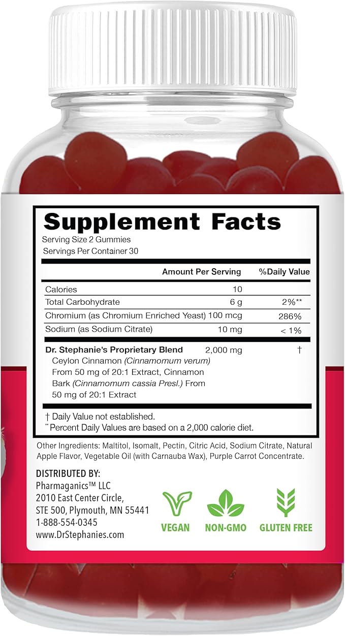 Dr. Stephanie’s SugarDown Gummies – 2 Pack - Ceylon & Cassia Cinnamon Supplement