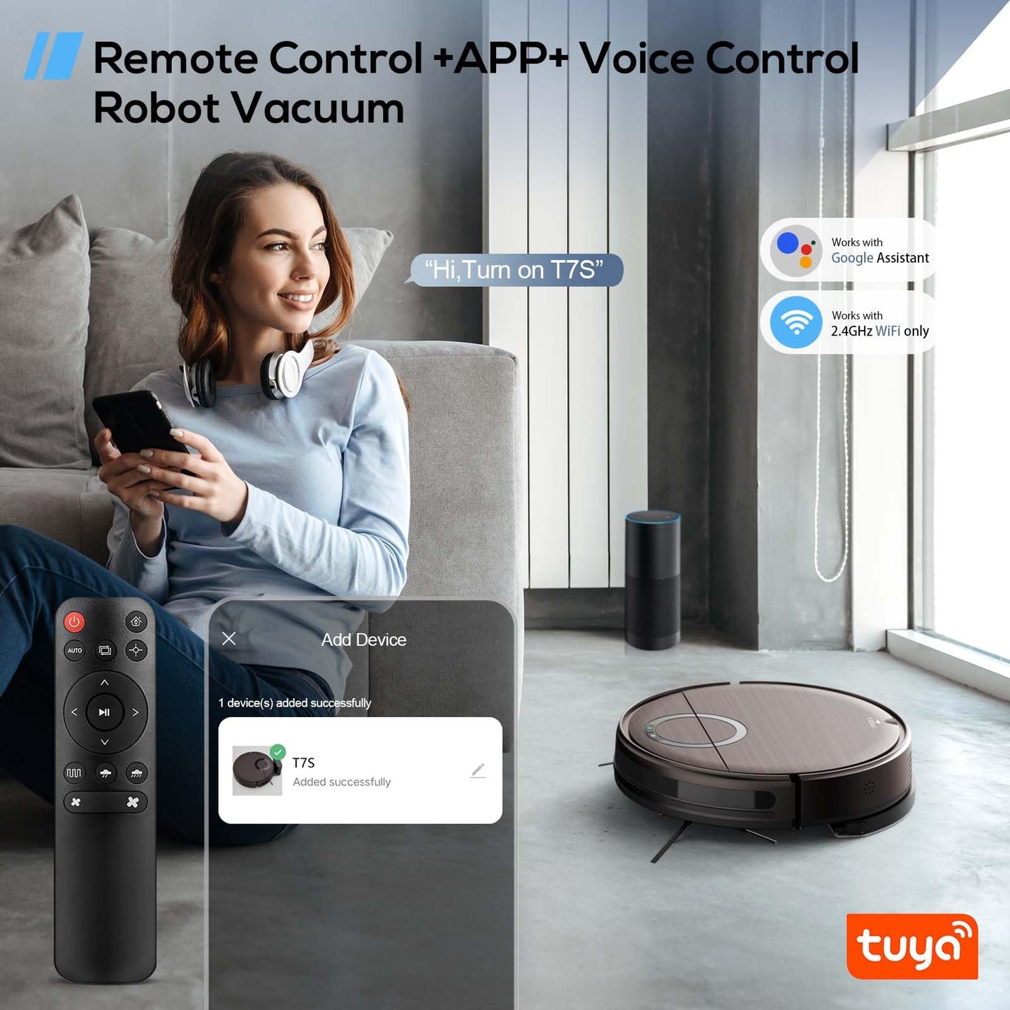 Robot Vacuum and Mop Combo, 2 in 1 Mopping Robot Vacuum Cleaner with 2000Pa Max Suction, Wi-Fi/App/Remote, Schedule, Self-Charging Slim Robotic Vacuum, Ideal for Pet Hair, Low-Pile Carpet, Hard Floor