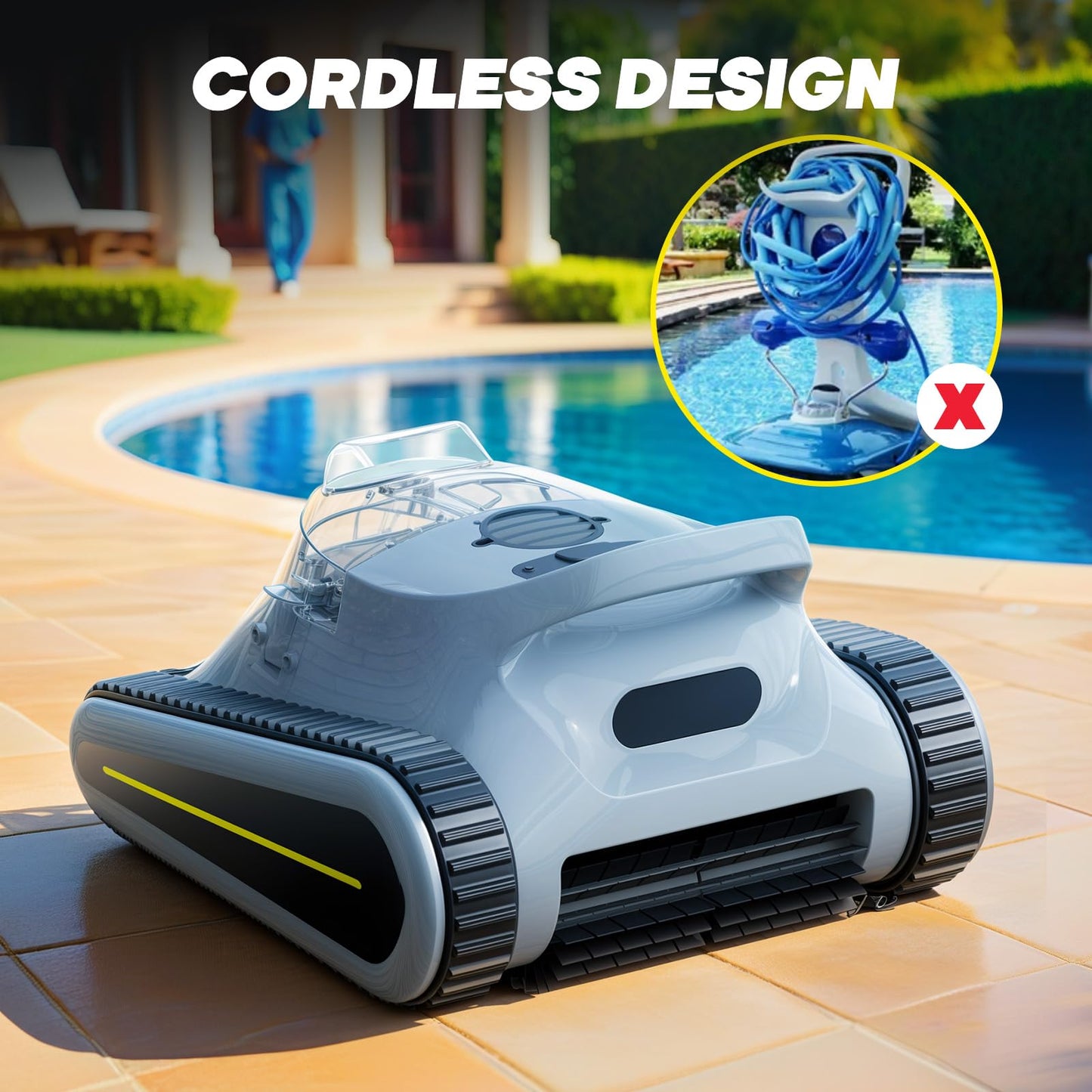 Seauto Crab Robotic Pool Vacuum, Wall-Climbing Robot, Automatic Pool Cleaner, Suitable for Walls and Floors of 1614 Square Feet Pool , Black/Grey