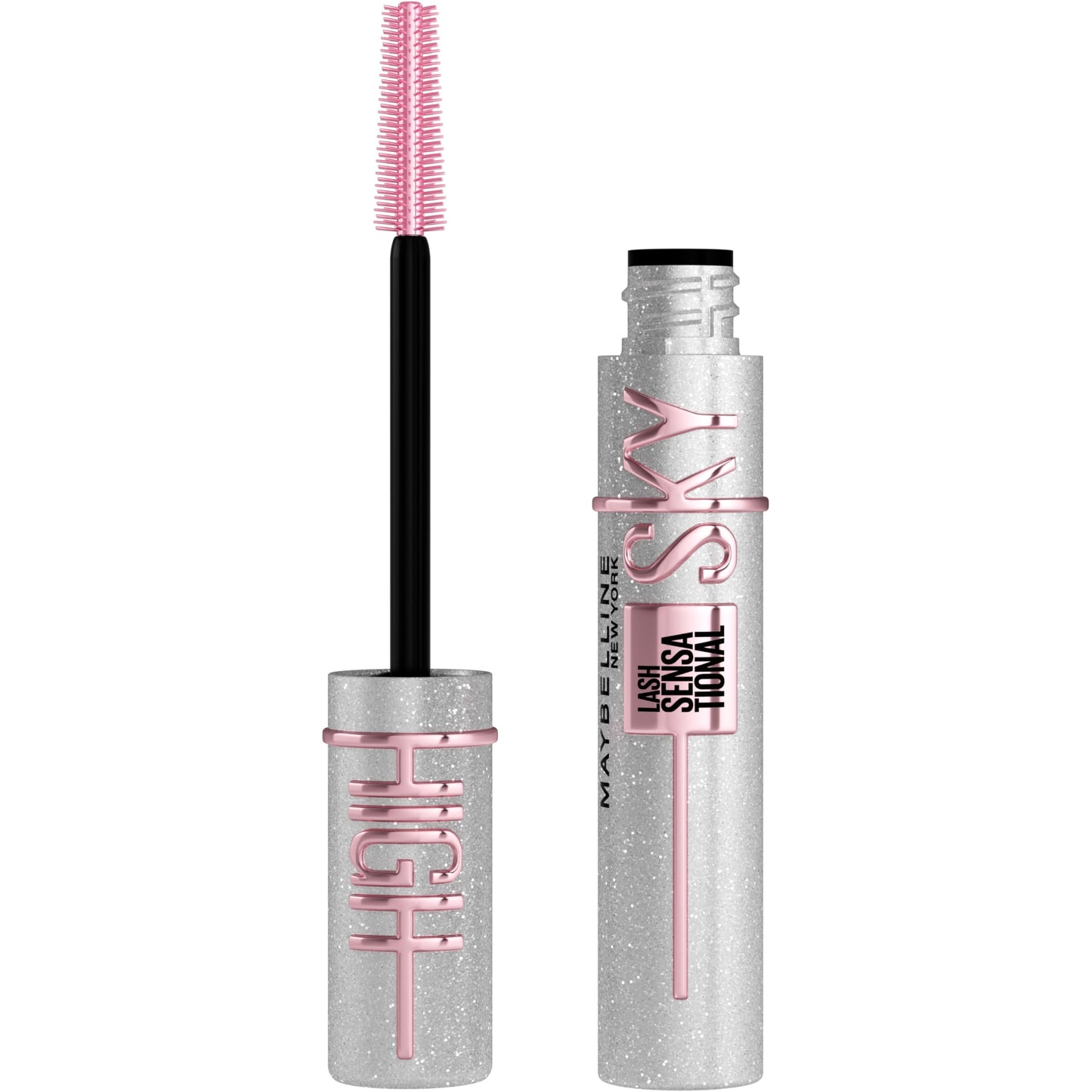 Maybelline Lash Sensational Sky High Glitter Mascara, Diamond Effect Eye Makeup for Lashes and Brows, Washable, Space Diamond, 1 Count