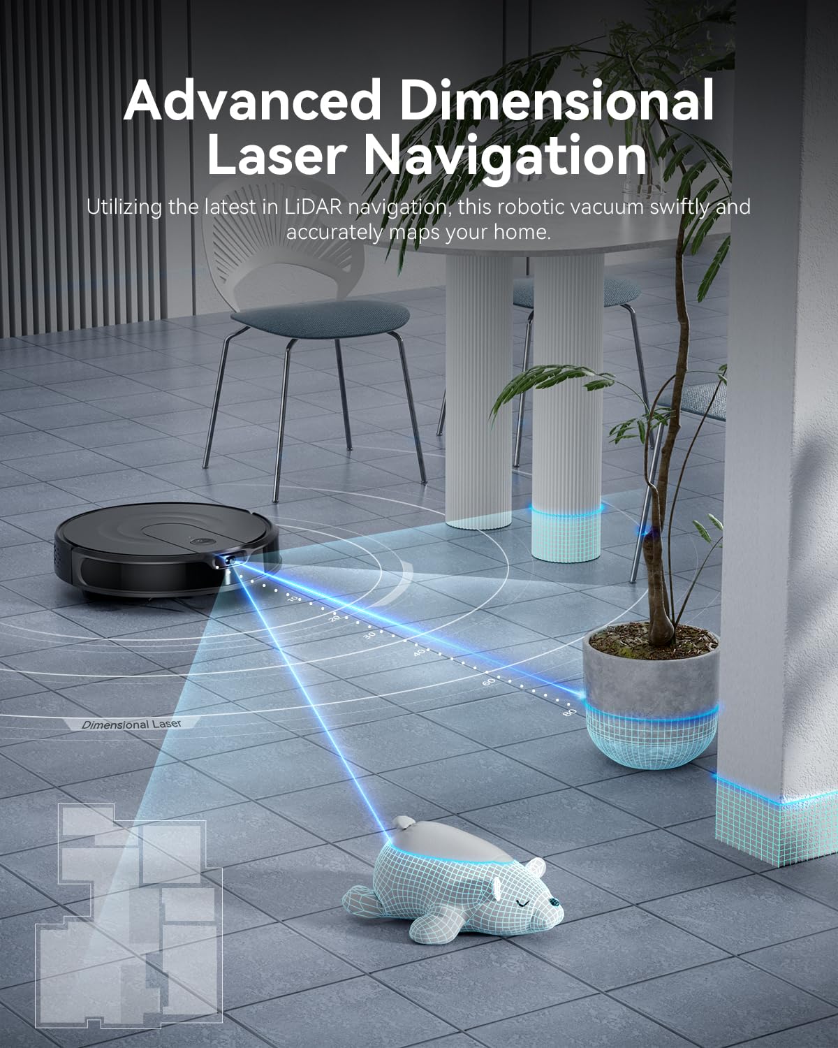 Seyanke Robot Vacuum and Mop Combo, 9000Pa Robotic Vacuum Cleaner with Smart LiDAR Navigation, Ultra-Slim, App & Voice Control, Ideal for Pet Hair, Carpets, Hard Floors